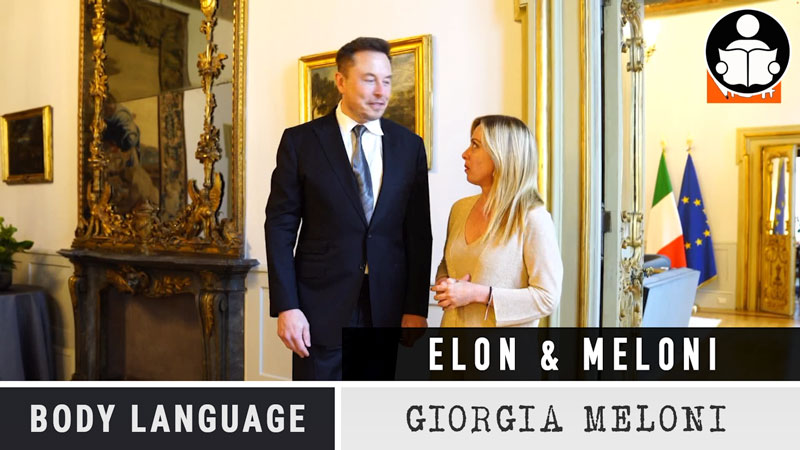 Body Language - Elon Mush & Italian PM Meloni meeting pictures